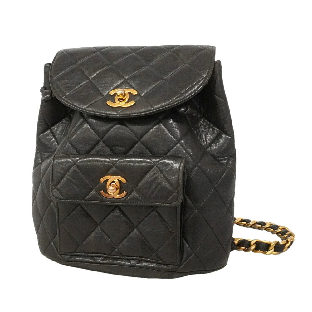 Chanel Matelassé Lambskin Bag/Backpack/Daypack for Women, Black